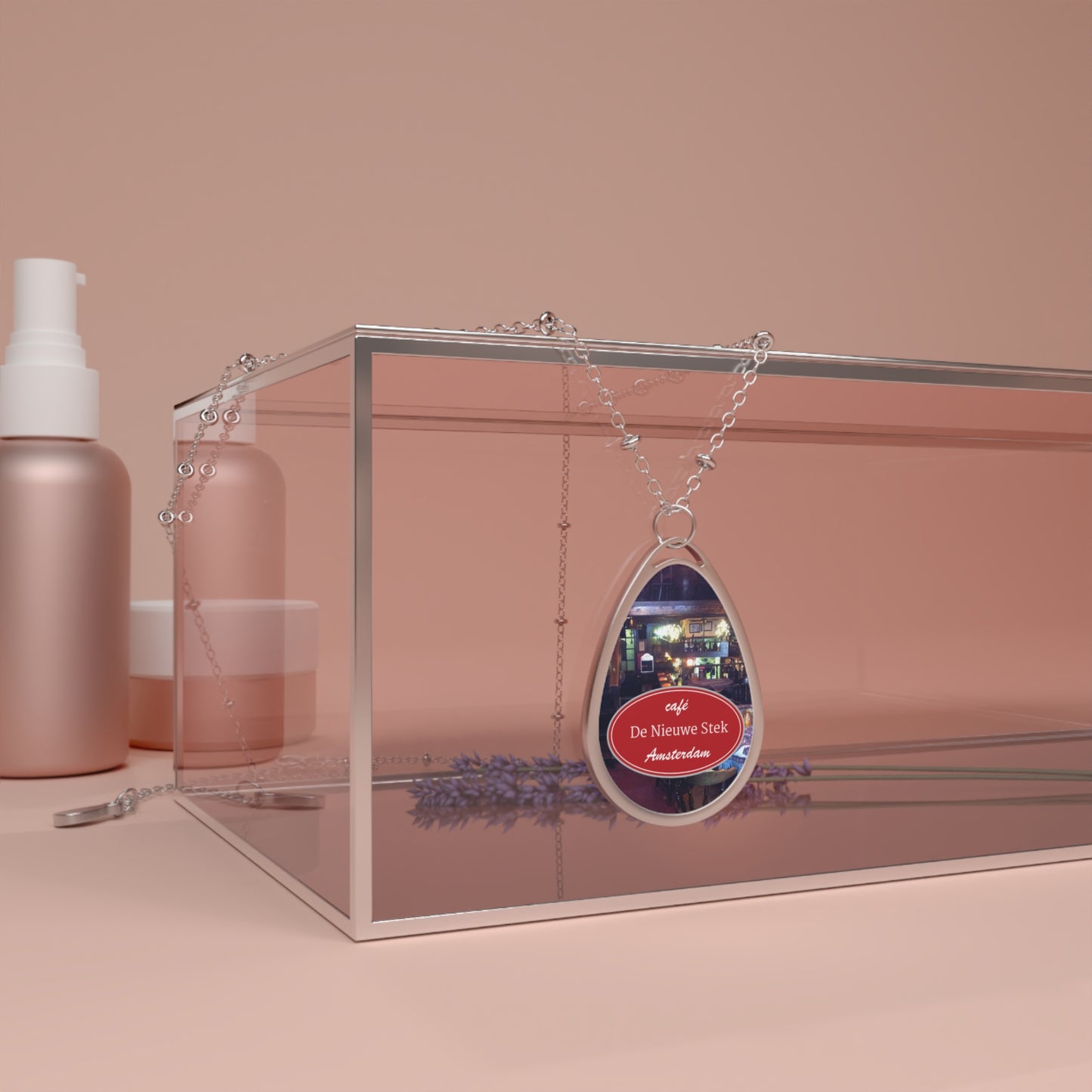 Oval Photo Pendant Necklace — Custom Cafe 'De Nieuwe Stek' Amsterdam Souvenir