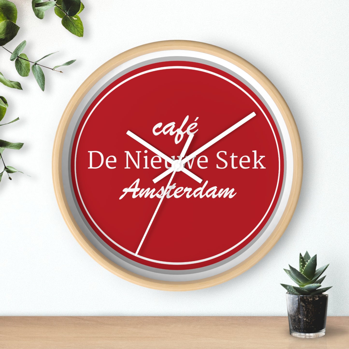 Cafe De Nieuwe Stek Amsterdam Wall Clock — Vintage Red Bistro Clock