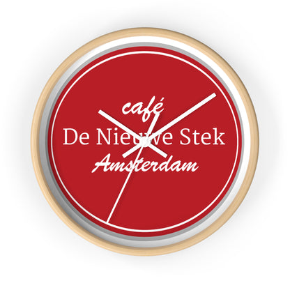 Cafe De Nieuwe Stek Amsterdam Wall Clock — Vintage Red Bistro Clock