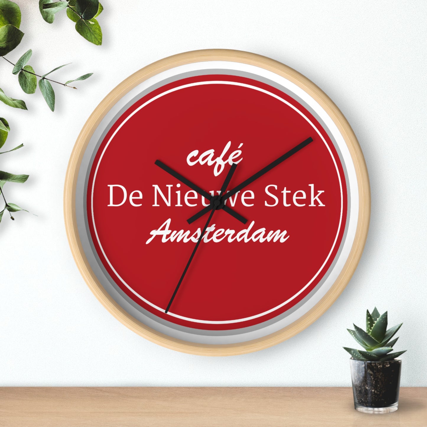 Cafe De Nieuwe Stek Amsterdam Wall Clock — Vintage Red Bistro Clock