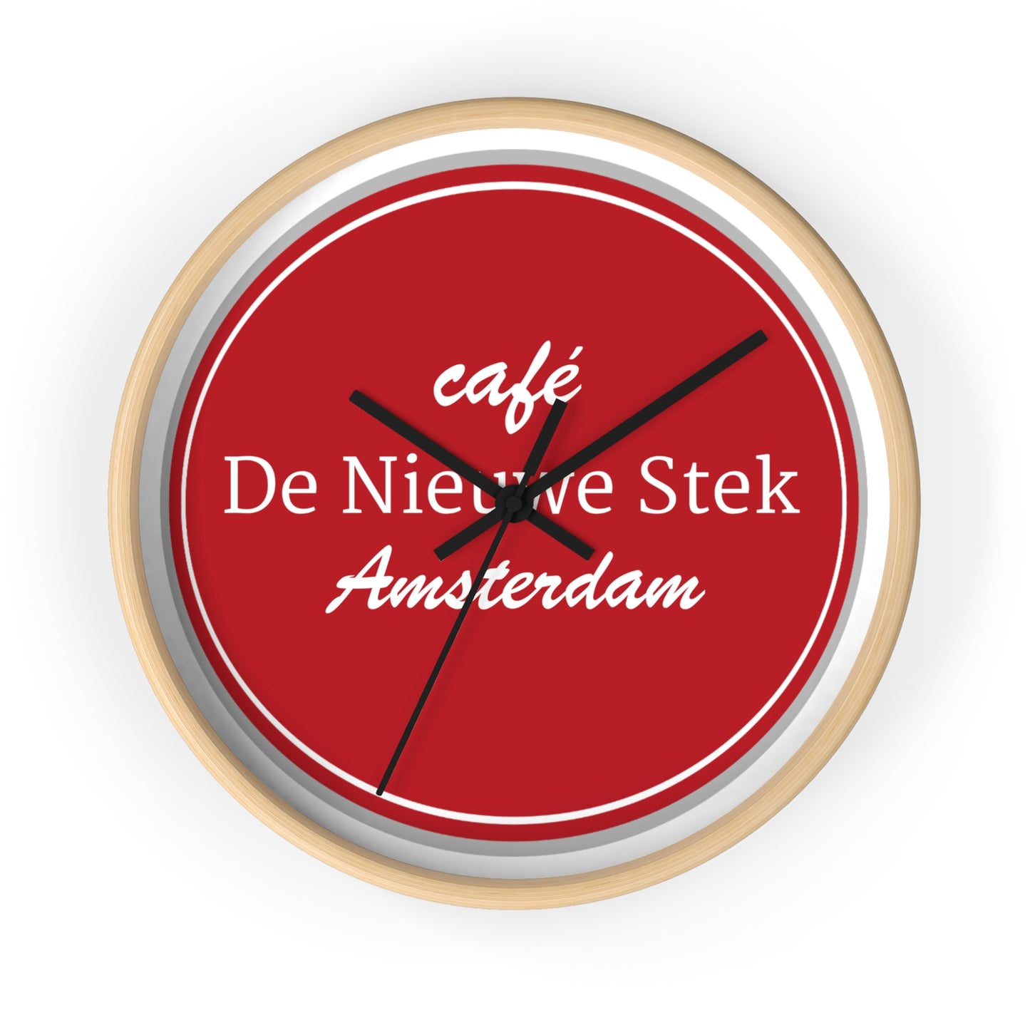 Cafe De Nieuwe Stek Amsterdam Wall Clock — Vintage Red Bistro Clock