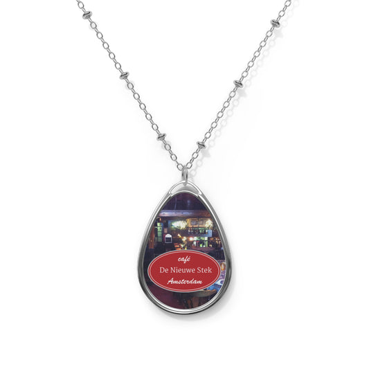 Oval Photo Pendant Necklace — Custom Cafe 'De Nieuwe Stek' Amsterdam Souvenir