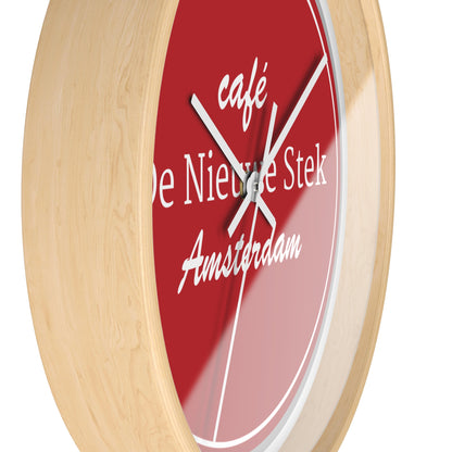 Cafe De Nieuwe Stek Amsterdam Wall Clock — Vintage Red Bistro Clock